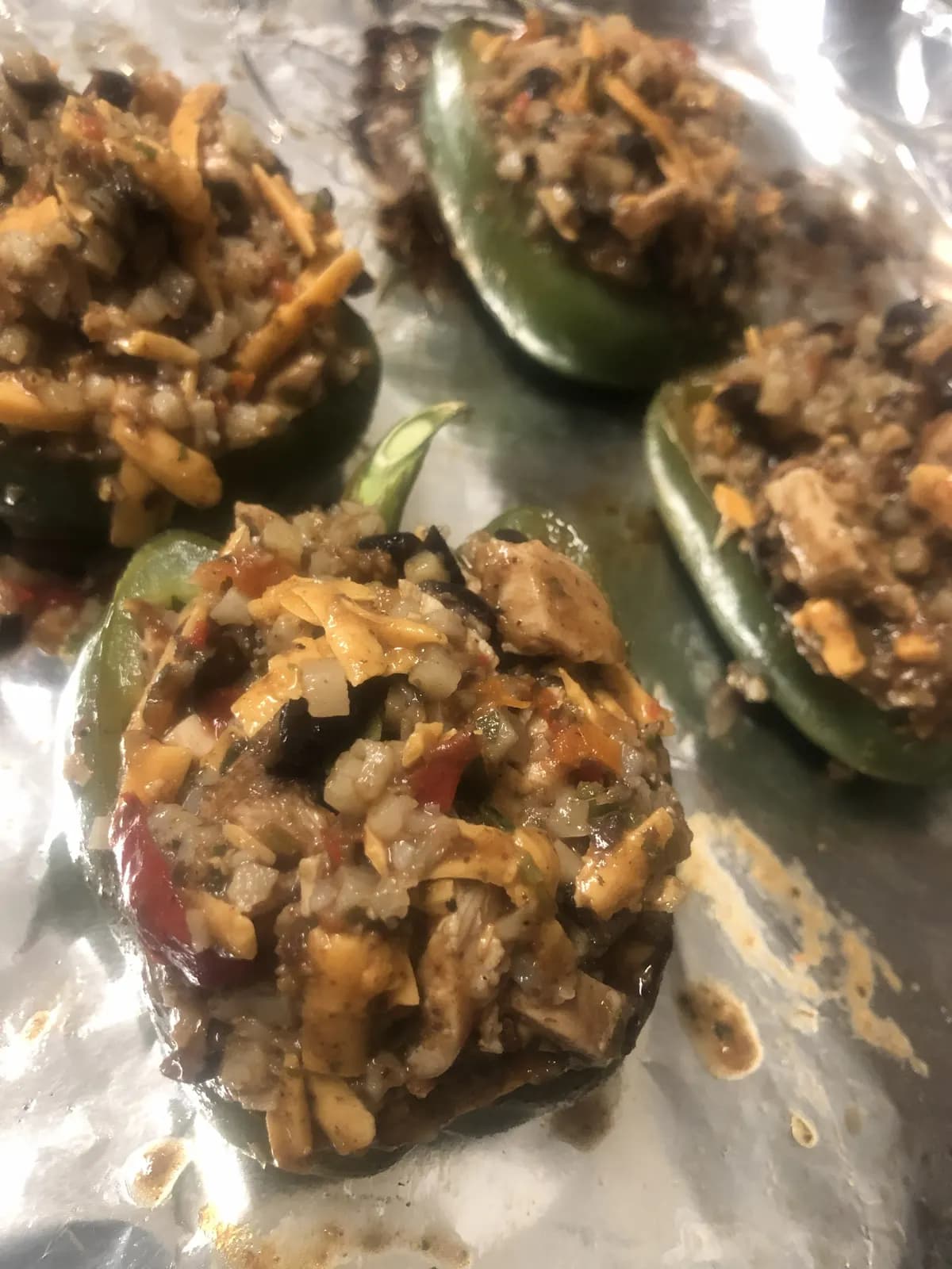 Stuffed peppers prepared on a catering tray